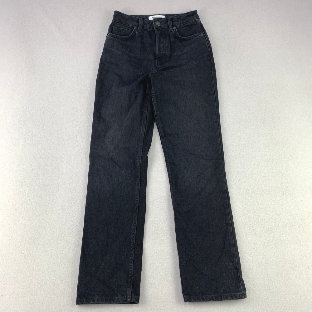 Reformation Cynthia High Rise Straight Jeans Womens 24 Black Denim Minimalist